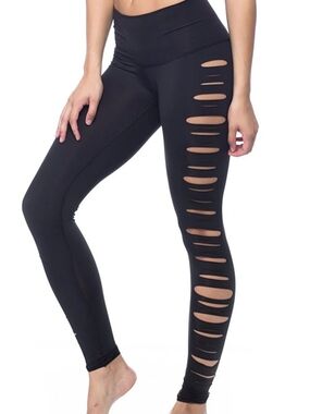 teeki Jimi Hot Pants Black High-Waist Slashed Side Leggings